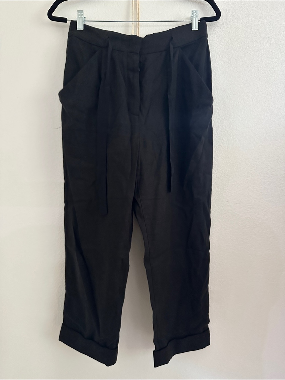 Black High-Waist Paperbag Trousers